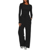 Women's Long Sleeve Top and Wide Leg Pants Set