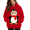 Women's Christmas Fleece Hoodie with Pet Pocket, Holiday Print Pullover