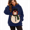 Women's Christmas Fleece Hoodie with Pet Pocket, Holiday Print Pullover