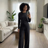 Women's Long Sleeve Top and Wide Leg Pants Set