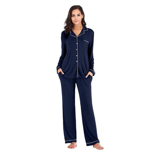 Button Stay Down Women's 2 Piece Button Down Pajama Set with Long Sleeves and Pants – AT ...